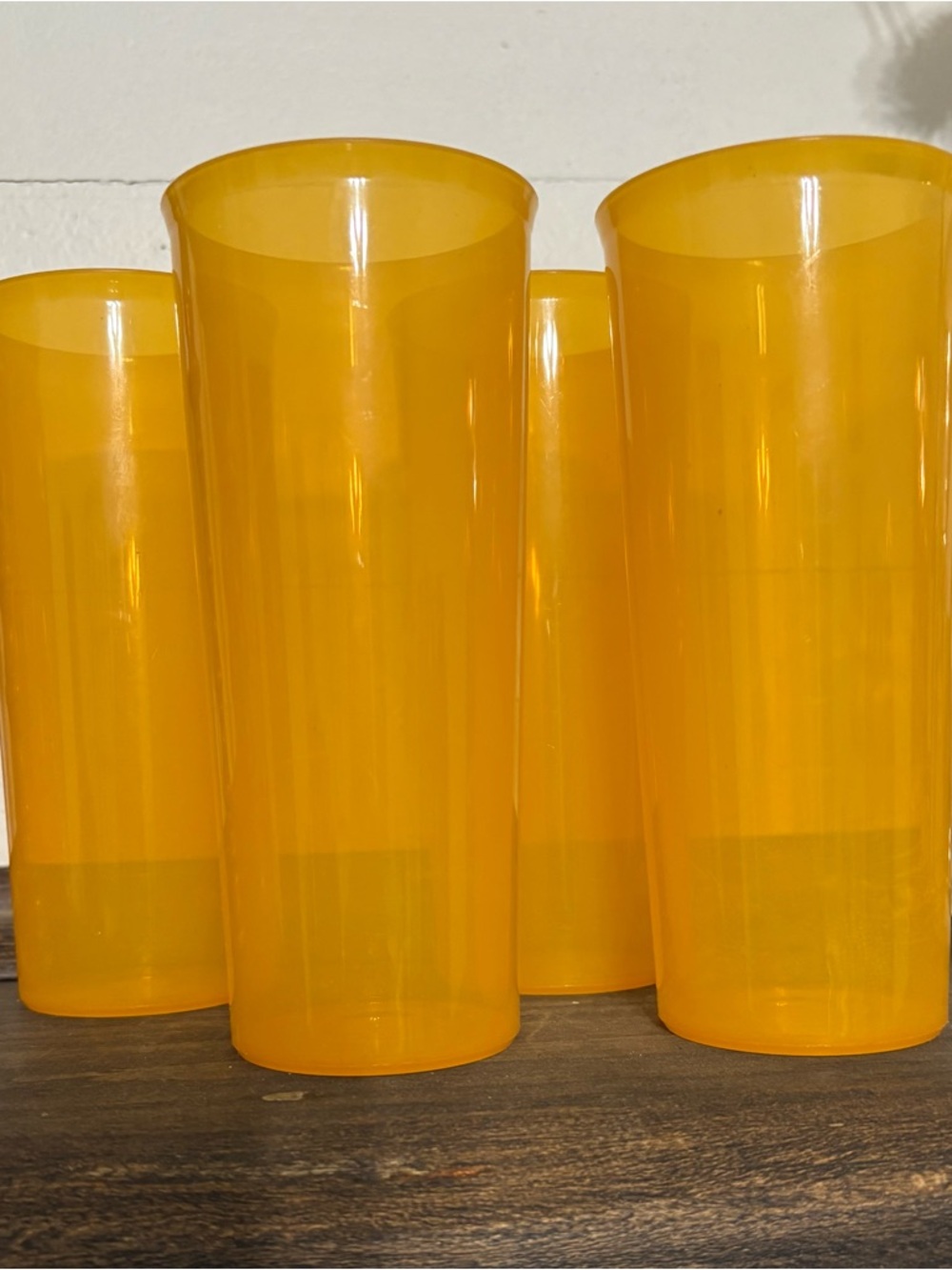 Set of 4 Tupperware 16 oz. Tumblers in the color School Bus Yellow